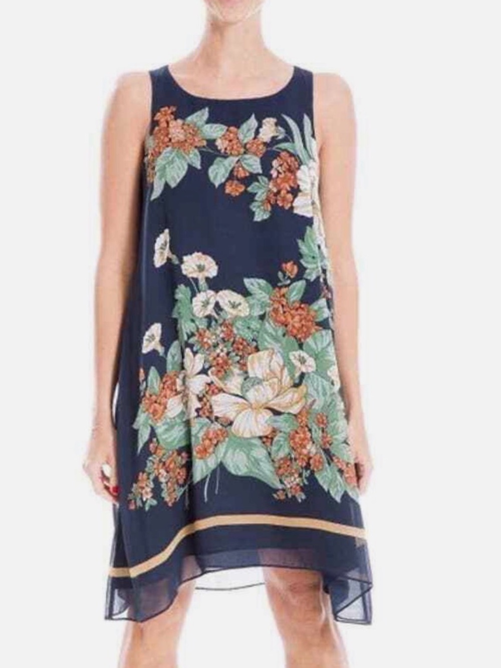 🍃 Max Studio A-Line Shift Dress Size Large Flowy Printed Sleeveless Dress EUC 🍂